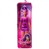 PAPUSA BARBIE FASHIONISTA CU PAR MOV CU ROCHIE CU UMERI BUFANTI SuperHeroes ToysZone, Mattel