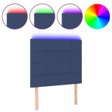 Cumpara ieftin Tablie de pat cu LED, albastru, 90x5x118/128 cm, textil