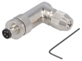 Conector M8 Tată 4 Pini 90&deg; Ecranat pe Cablu, TE Connectivity