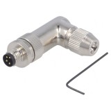 Conector M8 Tată 4 Pini 90&deg; Ecranat pe Cablu