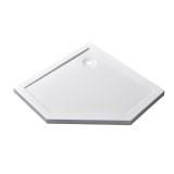 Cadita dus pentagonala Leziter Modena Slim, acril ABS, 100x100 cm, joasa, alb lucios