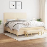 VidaXL Pat box spring cu saltea, crem, 160x200 cm, material textil 3137010