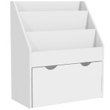 AIYAPLAY Bibliotecă Copii 3-8 Ani cu 3 Rafturi și Sertar, Raft de Depozitare Jucării, 62,5x30x70 cm, Alb | Aosom Romania