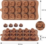 Forma din Silicon, Model Flori de Trandafir pentru Ciocolata de Casa, Bomboane, Jeleuri sau Cuburi de Gheata 21 cm 11 cm 1.5 cm Maro 1