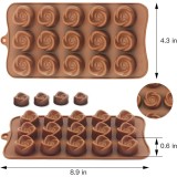 Forma din Silicon, Model Flori de Trandafir pentru Ciocolata de Casa, Bomboane, Jeleuri sau Cuburi de Gheata 21 cm 11 cm 1.5 cm Maro 1