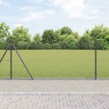 VidaXL Gard din S&acirc;rmă Sudată cu 13 st&acirc;lpi flanșați Gri 1x100 m Oțel