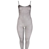 Mandy Mystery Lingerie NO XQSE Catsuit din Plasa cu Model, Marime Medium-Large, 100% Poliamida