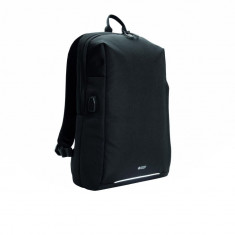 Rucsac laptop, securizat RFID, USB, fara PVC, Swiss Peak by AleXer, JU020, poliester, negru, breloc inclus foto