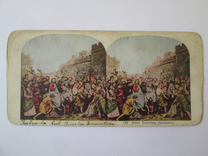 Fotografie sterosc.policr.pe carton 178 x 86 mm:Intrarea lui Iisus in Ierusalim