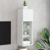 Cumpara ieftin Comodă TV cu lumini LED, alb, 30,5x30x90 cm