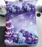 Lenjerie Pat De Craciun O Persoana Newme Cr086, Bumbac, 4 Piese, Cu Elastic, Imprimeu, Lila