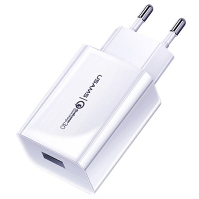 Incarcator retea Usams T22 USB, Quick Charge 3, 18W, Alb foto