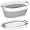 Cos de rufe pliabil tip lighean, cu manere, din plastic si silicon, 54x38x23cm, 24litri, gri Household NewTrend