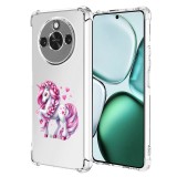 Husa antisoc pentru honor x9c smart, airbag, pink unicorn, clear