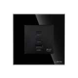 Cumpara ieftin Priza USB Fast Charge 65W cu USB-A, 2 USB-C si rama din sticla Luxion