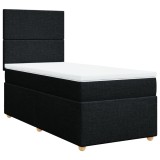 Cumpara ieftin Pat box spring cu saltea, negru, 90x190 cm, textil