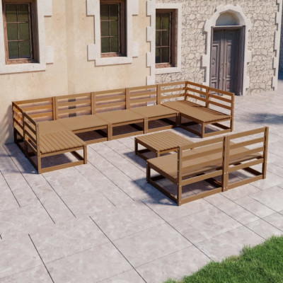 vidaXL Set mobilier de grădină, 10 piese, lemn masiv pin foto