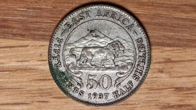 Africa de Est - moneda istorica argint - 50 cents 1937 - George VI - stare buna foto