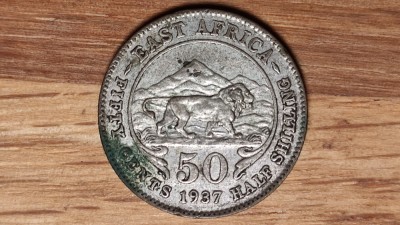 Africa de Est - moneda istorica argint - 50 cents 1937 - George VI - stare buna foto