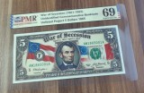 5 dollari 1865 proiect bancnota commemorativa REPRODUCERE pe hartie cu filigran si fire UV