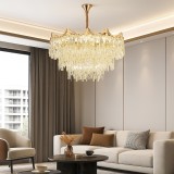 Candelabru Auriu Cu Cristale, Impunator Si Stralucitor, 20 Becuri X E27