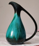 Vaza ceramica turcoaz , Mid Century, Blue Mountain Pottery , Canada 1950 -