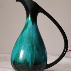 Vaza ceramica turcoaz , Mid Century, Blue Mountain Pottery , Canada 1950 -