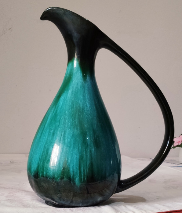 LICHIDARE! Vaza ceramica turcoaz Blue Mountain Pottery , Canada 1950 -