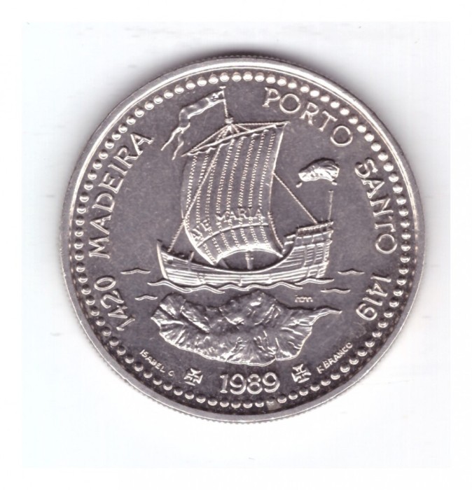 Moneda Portugalia 100 escudos 1989 Madeira si Porto Santo, stare foarte buna