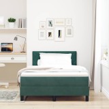 VidaXL Pat cu arcuri cu headboard Verde &icirc;nchis 120 x 200 cm Catifea 3342713