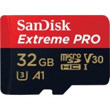 Card Memorie microSDHC SanDisk Extreme Pro, 32Gb, Clasa 10 / UHS-1 U3, Cu Adaptor SDSQXCG-032G-GN6MA