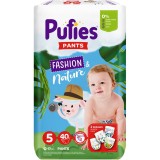 Scutece-chilotel Pufies Pants Fashion &amp;amp; Nature, 5 Junior, 12-17 kg, 40 buc