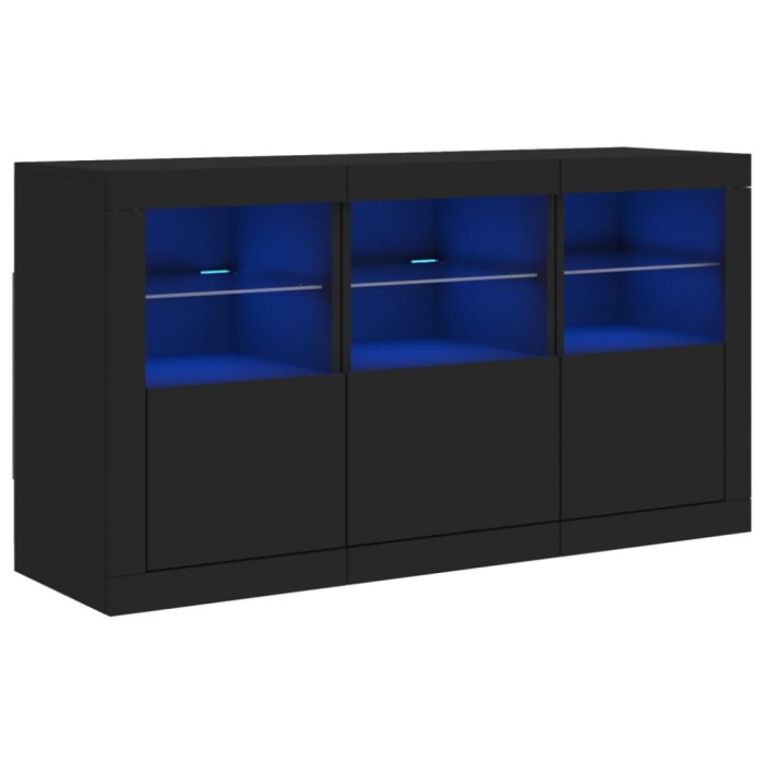 Dulap cu lumini LED, negru, 123x37x67 cm