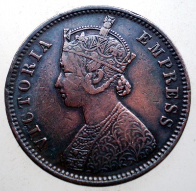 F.525 INDIA COLONIE BRITANICA VICTORIA 1/4 ONE QUARTER ANNA 1887 foto