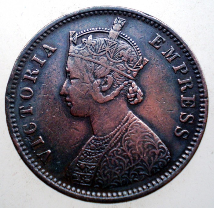 F.525 INDIA COLONIE BRITANICA VICTORIA 1/4 ONE QUARTER ANNA 1887