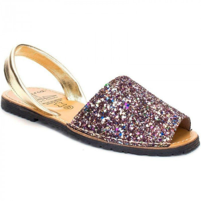 Sandale Dama Avarca C Cortuno Menorquinas Multicolore Glitter din Piele