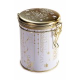 Cutie depozitare, Craciun metal alb auriu II cm 11,5 x 9 x 12 H