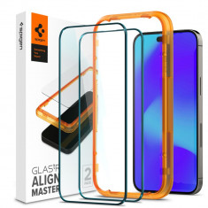 Set 2 Folii de protectie Spigen Alm Glass FC pentru Apple iPhone 14 Pro Max Negru