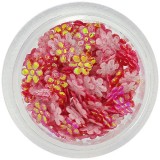 Decorațiuni roșii sidefii pentru unghii &ndash; flori din țesătură, INGINAILS