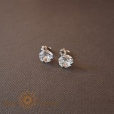 Cercei Unisex cu Cristal Zirconia Alb - Argint 925, 7 mm, SaraTremo
