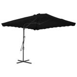 VidaXL Umbrelă de exterior cu st&acirc;lp din oțel, negru, 250x250x230 cm