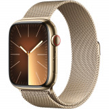 Cumpara ieftin Apple Watch S9, Cellular, 45mm, Gold Stainless Steel Case, Gold Milanese Loop