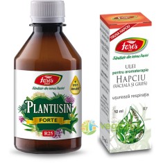 Pachet Sirop Plantusin Forte (R25) 250ml + Ulei Esential Aromaterapie Hapciu (Raceala si Gripa (R7) 10ml