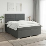 Cumpara ieftin Pat boxspring cu saltea Gri inchis 160 x 200 cm Tesatura