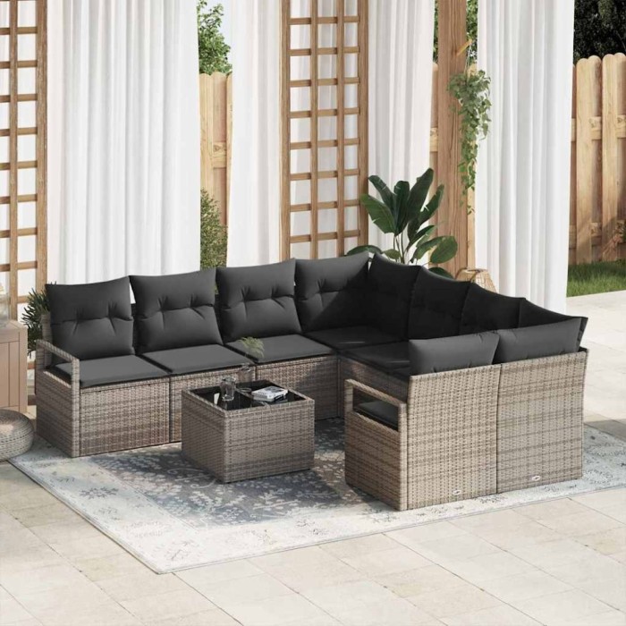 vidaXL Set de canapele pentru grădină Manual 9 pcs Gri 55 x 55 x 37 cm 3354988