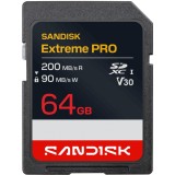 Card Memorie SDXC SanDisk Extreme Pro, 64Gb, Clasa 10 / UHS-1 U3 SDSDXXU-064G-GUCIN