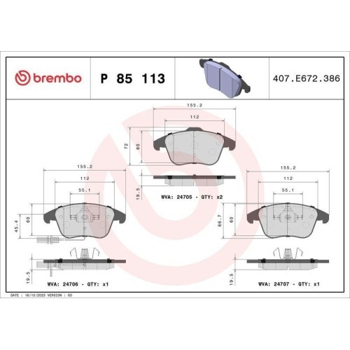 Placute frana Audi A4 B8 (8k2) 08.07-06.17, A5 (8t3) 06.07-01.17, A5 (8f) 02.09-01.17, Fata, BREMBO