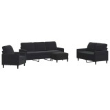 Cumpara ieftin Set de canapele cu perne, 4 piese, negru, catifea