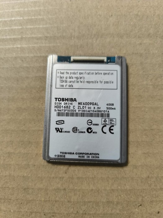 hard disk hdd htc shift x9500 TOSHIBA MK4009GAL 40GB HDD1682 1.8&quot; 4200 RPM ATA/IDE zif connector