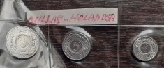 SET 3 MONEDE ANTILELE OLANDEZE - 1 CENT 1992, 5 CENTS 1998 SI 10 CENTS 1997, UNC